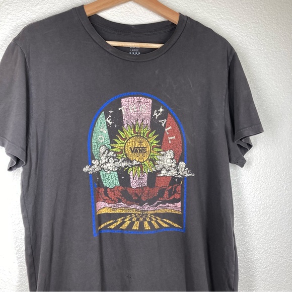 Vans Women’s Off The Wall World Tour Short Sleeve T-shirt Washed Black Large - Picture 9 of 14